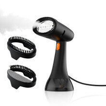 (P08 Black) 1500W Steamer for Clothes- 300ml Detachable Water Tank, 20s Fast Steam, Fast Wrinkle Removal. Suitable for All Fabrics