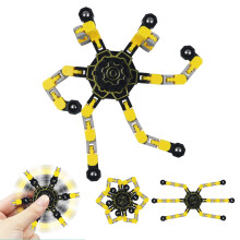 Fidget Spinner Mechanical Deformation Toy, DIY Transformable Robot Chain for Stress Relief, Yellow