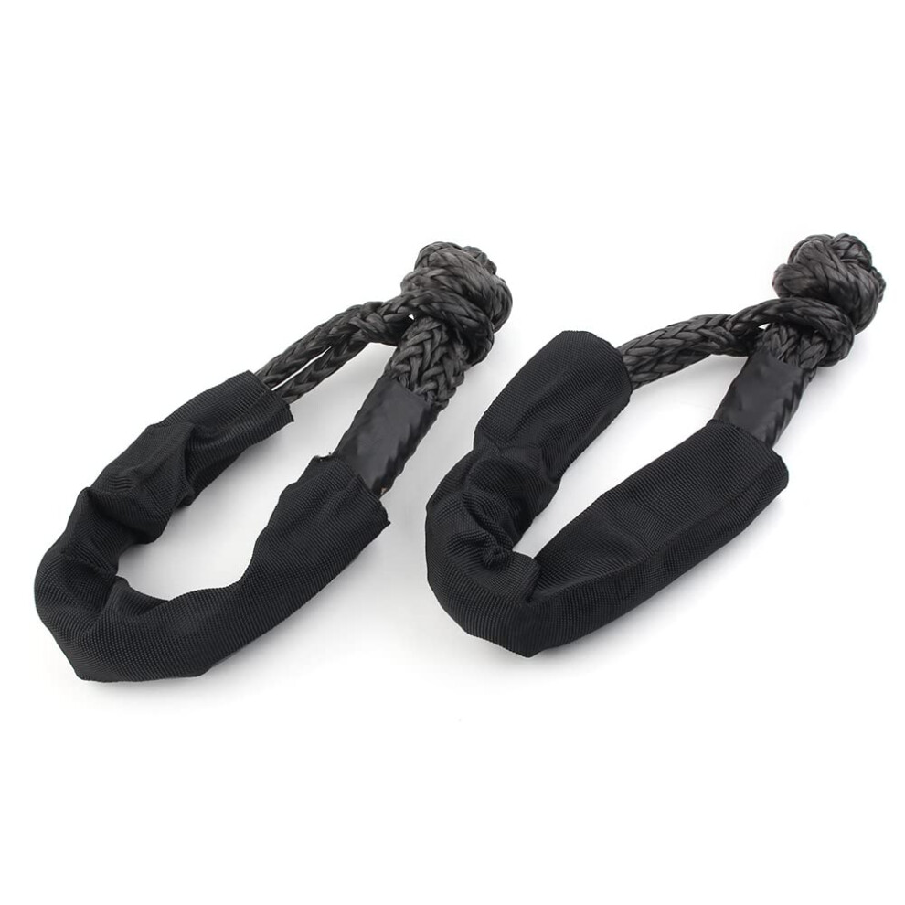 Synthetic Shackle Towing Rope 38000Lbs Breaking Strength With Protective Sleeve For Truck Suv Offroad Recovery 9330225559498