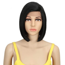 Synthetic Straight Bob Wig for Women Lace Front Natural Hairline Heat Resistant Adjustable Fit
