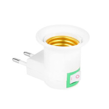 2 Pack E27 Lamp Socket Adapter with Built‑in Key Switch, Easy Plug‑in EU Light Holder for Home Use