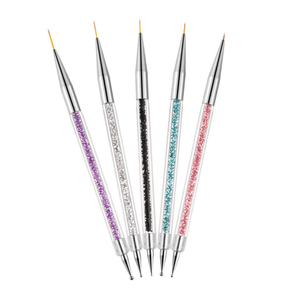 5pcs UV Gel Nail Art Brush Set with Professional Dotting and Drawing Pens for Precision Detailing