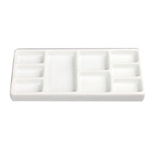 Handmade Ceramic Watercolor Palette with Clean Mixing Surface, White and Green Checkered Porcelain Tray