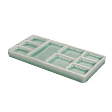 Ceramic Watercolor Palette with MultiGrid Design, Easy Clean Porcelain Mixing Tray for Gouache Paint, Green