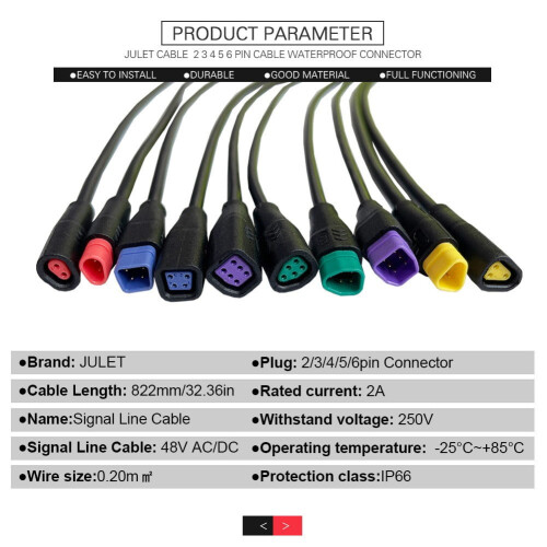 Ebike Shaped Waterproof Signal Cable Connector 2-6 Pin 2