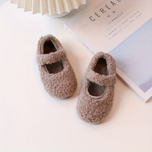 (Khaki, 7 Toddler) Plush Shoes for Kids, 2024 Autumn/Winter Children's Shoes, Girls' Winter Shoes, -Lined Shoes, Toddler Shoes, Baby Loafers