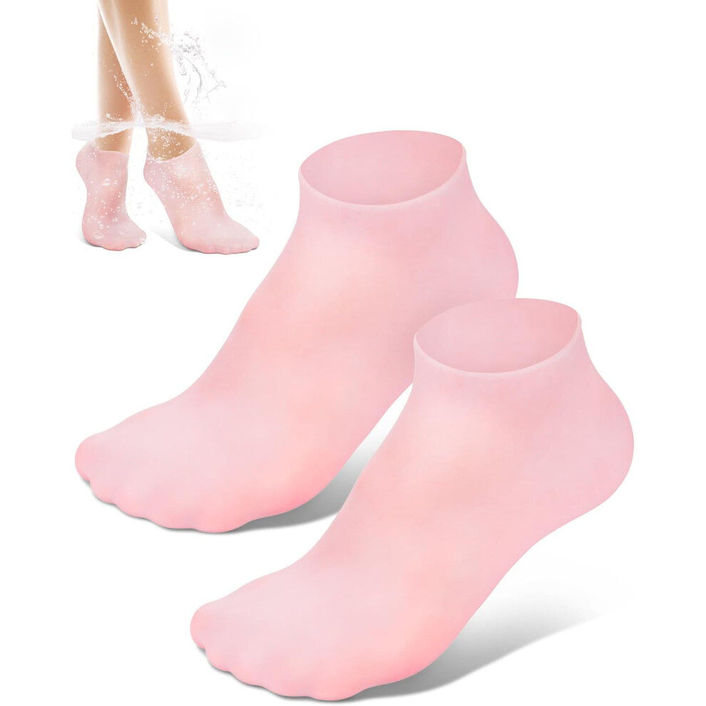 Moisturizing Gel Heel Socks for Cracked Heels, Reusable Silicone Heel  Socks with Deep Moisture Lock
