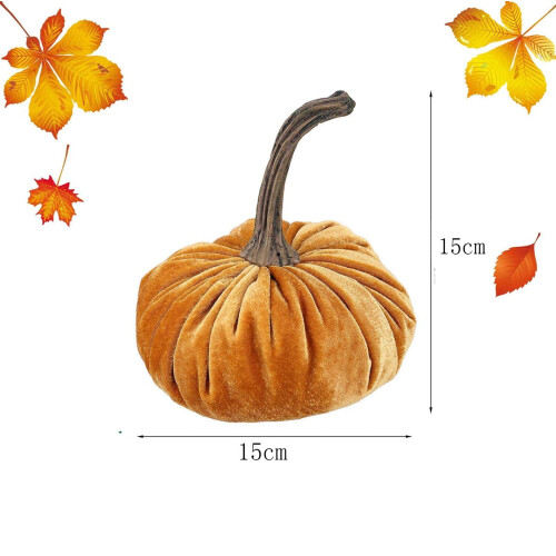 Velvet Pumpkin Decor - Soft Stuffed, 18x15x6cm 2