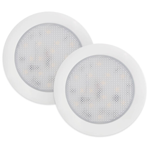 RV LED Ceiling Light 12V Interior Dome Light Soft White 3500K Dimmable Brightness Pack of 2