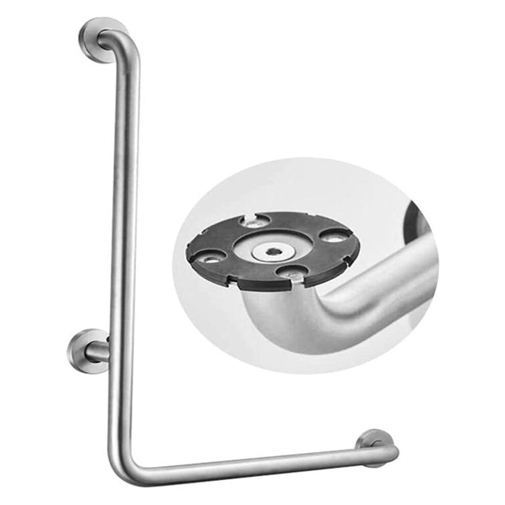 Curved LShaped Grab Bar for Shower and Toilet, Stainless Steel Safety Handrail with NonSlip Grip