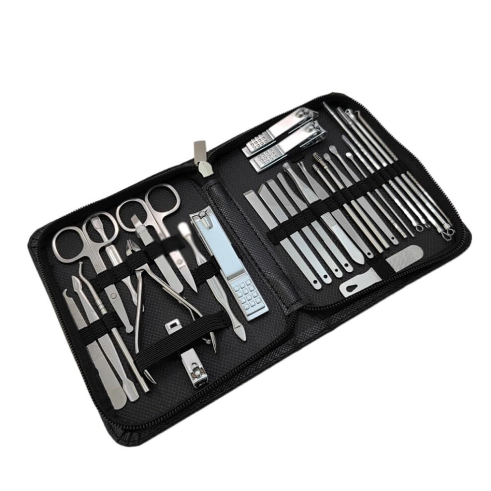 30pcs Stainless Steel Nail Clippers Set with 360 Rotating Jaw for Precise Manicure and Pedicure