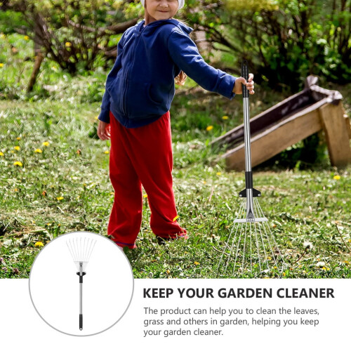 Metal Garden Rake Adjustable Telescopic Foldable 2