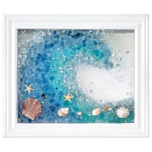DIY Ocean Wave Glass Art Kit 23x18cm with Shells Starfish Coastal Frame Beach Decor