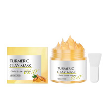 Turmeric Clay Face Mask for Glowing Skin, Deep Pore Cleansing and Oil Control, 1.76oz with Brush