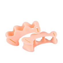 Hard Silicone Toe Separator and Bunion Corrector for Big Toe Alignment, Beige Large Orthopedic Spacer
