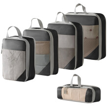 5pcs Compression Packing Cubes Set for Suitcase Organization, Expandable Waterproof Travel Organizers