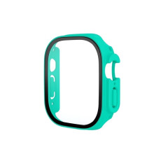 Case with Tempered Glass Screen Protector and Light Green Band Set for Apple Watch Ultra 49mm, Precise Fit