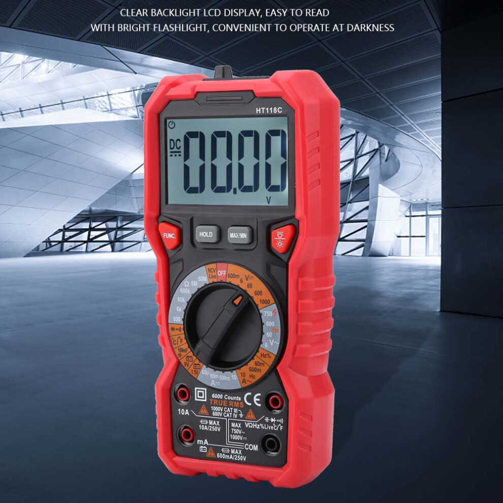 Ht118c Handheld Dmm 6000-Count Red/Black 9391393824306