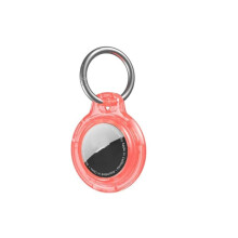 Waterproof Holder for AirTag Clear Red TPU Case with Keychain for Pet Collar Keys AntiLost Protection