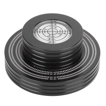 Record Weight Stabilizer Aluminum Turntable Clamp with Noise Reduction Pad and Stroboscopic Speed Scale Black