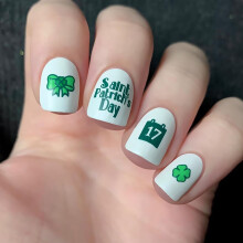 St. Patrick's Day Press On Nails Short Square Green Clover Design Fake Nails 24Pcs Reusable SalonStyle Finish