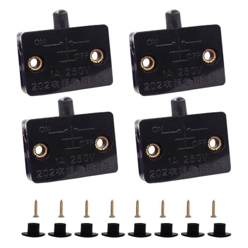 4 Pcs Cabinet Door Light Switch 12V Automatic Wardrobe Closet Sensor Easy Installation Black
