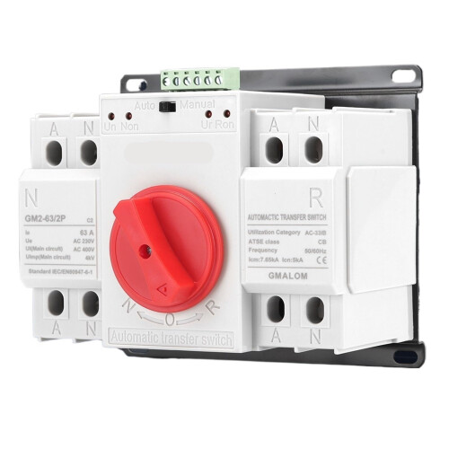 63A 4 Pole Automatic Transfer Switch with Manual Control and Thermal Overload Protection AC220V