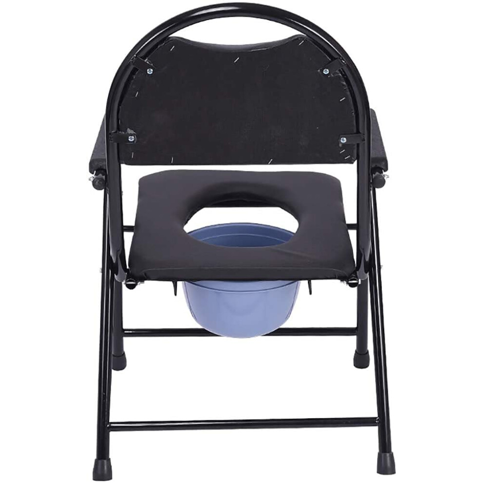 Portable Commode Chair for Elderly and Disabled, Foldable Toilet Chair with Wheels, Dual Mode Use