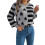 Women'S Striped Drop Shoulder Sweater Oversized Crew Neck Knit Sweaters Pullover Top Grey S 1