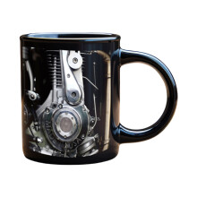 Robuste Kaffeetassen mit Mechaniker-Motiv und ergonomischem-D