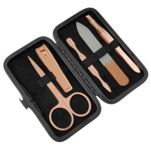 Nail Clippers Set 5 Piece Stainless Steel Manicure Grooming Kit with Precision Cutting Blades and Compact Travel Case