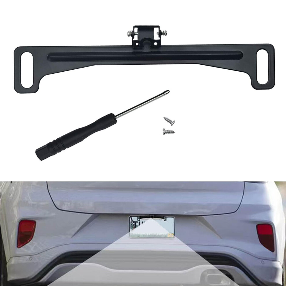 Universal License Plate Camera Mount, NoâDrill Alloy Backup Camera Bracket For Rear View Setup, Black 9073542223917