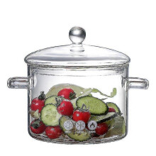 Glass Pots with Cover, 1.7 Liter Glass Stovetop Pot Heat-resistant Stovetop Pot And Pan with Lid, The Best Handmade Glass Cookware Set Cooktop Safe Fo