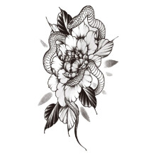 3D Realistic Temporary Tattoo Stickers Black Flower Waterproof Half Sleeve Body Art for Women XQB278