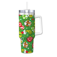 Grin-Ch 40oz Stainless Steel Tumbler with Handle and Straw