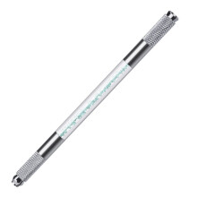Double Head Microblading Pen Blue with Stable Metal Lock Handle, Precise Manual Eyebrow Tattoo Tool