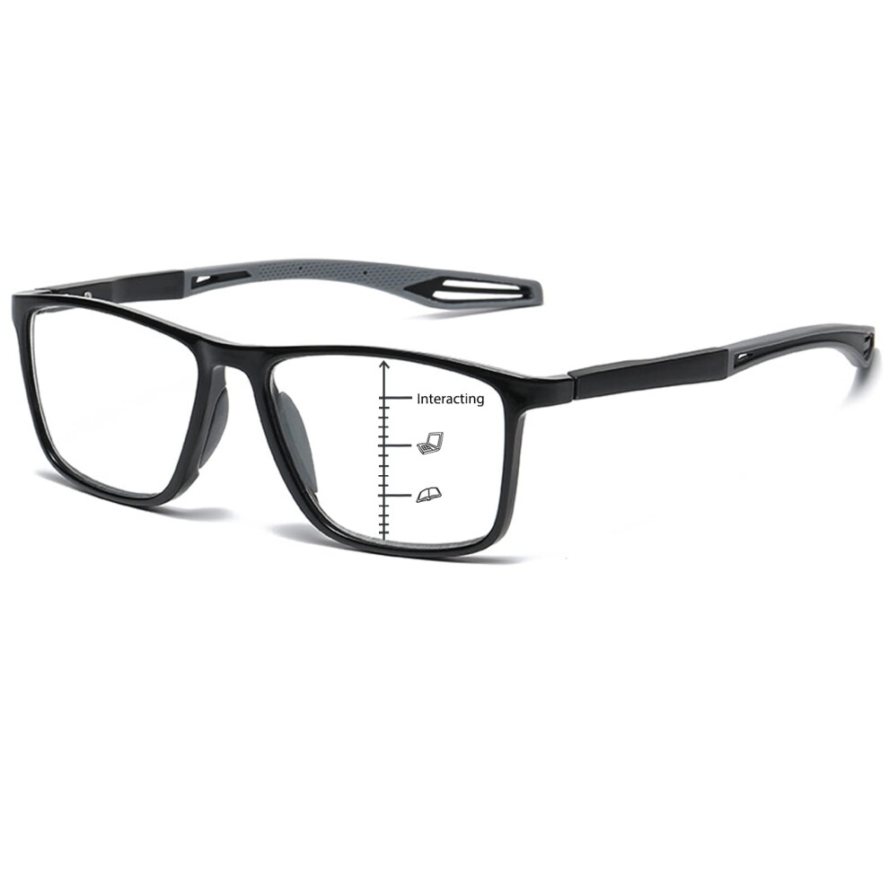 Blue/Light Photochromic Progressive Reading Glasses For Men And Women, Antiâ Multifocal Computer Readers With Tr90 Durable Frame And Spring Hinges