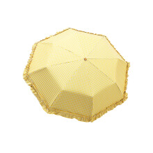 Parapluie à cadre en métal avec bordure en dentelle-Jaune