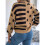 Women'S Striped Drop Shoulder Sweater Oversized Crew Neck Knit Sweaters Pullover Top Khaki S 4