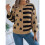 Women'S Striped Drop Shoulder Sweater Oversized Crew Neck Knit Sweaters Pullover Top Khaki S 5
