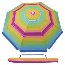 1 umbrelă de plajă cu model curcubeu, protecție UV, cu stâlp din aluminiu
