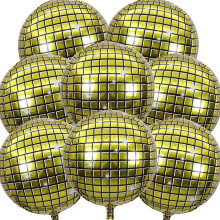22 Inch Disco Ball Balloons 8 Pack, 4D Metallic Foil Balloons with Reflective Mirror Finish for 70s Disco Party Decorations