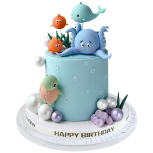 17 PCS Under the Sea Cake Decorations Set, Ocean Animal Toppers with Foam Balls for Kids Birthday and Baby Shower