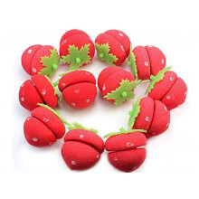 Strawberry Sponge Hair Curlers 12 Pack, No Heat Soft Rollers for Overnight Curling Comfort