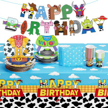 Birthday Party Supplies for 24 Guests, Complete Tableware Set with Plates Cups Napkins Banner