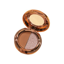 Two Color Shimmer Eyeshadow Palette Pearlescent Pumpkin Powder Earth Tone Tray, Smooth Blendable Color