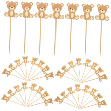 50pcs Bear Cupcake Toppers for Baby Shower, Cute Jungle Theme Cake Decorations, FoodSafe Party Picks