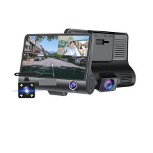 B28 Triple Lens Dash Cam 1080P Car DVR with 4.0' Touch Screen, Parking Monitor and 32G SD Card