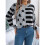 Women'S Striped Drop Shoulder Sweater Oversized Crew Neck Knit Sweaters Pullover Top Grey L 3