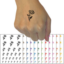 Black Tribal Rose Temporary Tattoos Set One Sheet 28 Pieces Waterproof Fake Body Art Decals